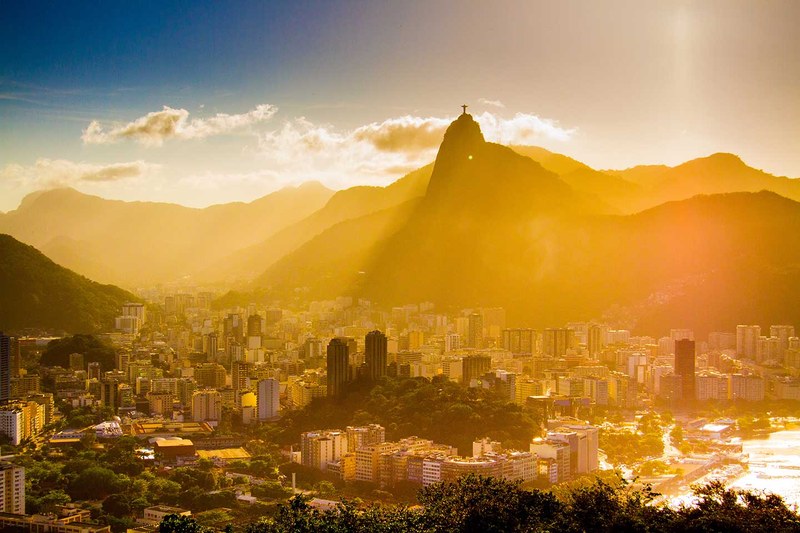 Sunset over Rio de Janeiro with Christ the Redeemer