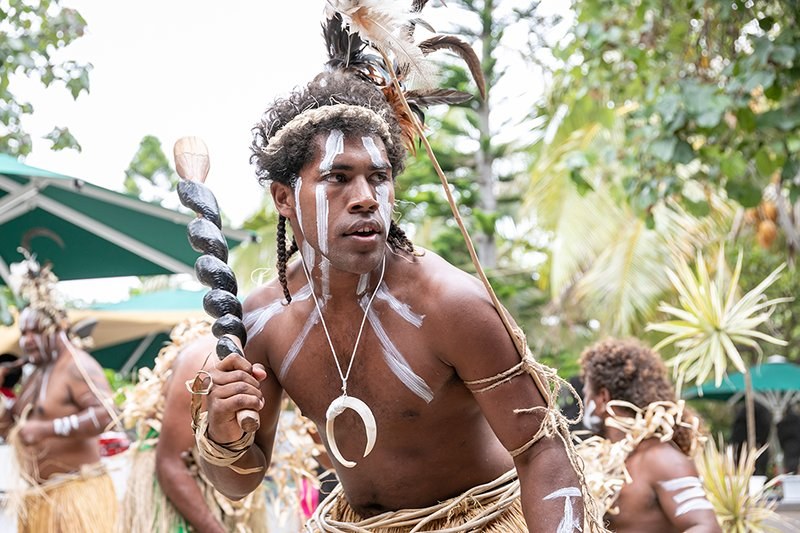Pacific islander in traditional dress